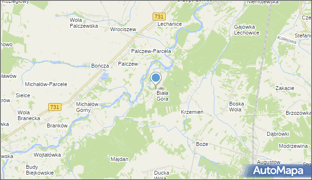 mapa Biała Góra, Biała Góra gmina Stromiec na mapie Targeo